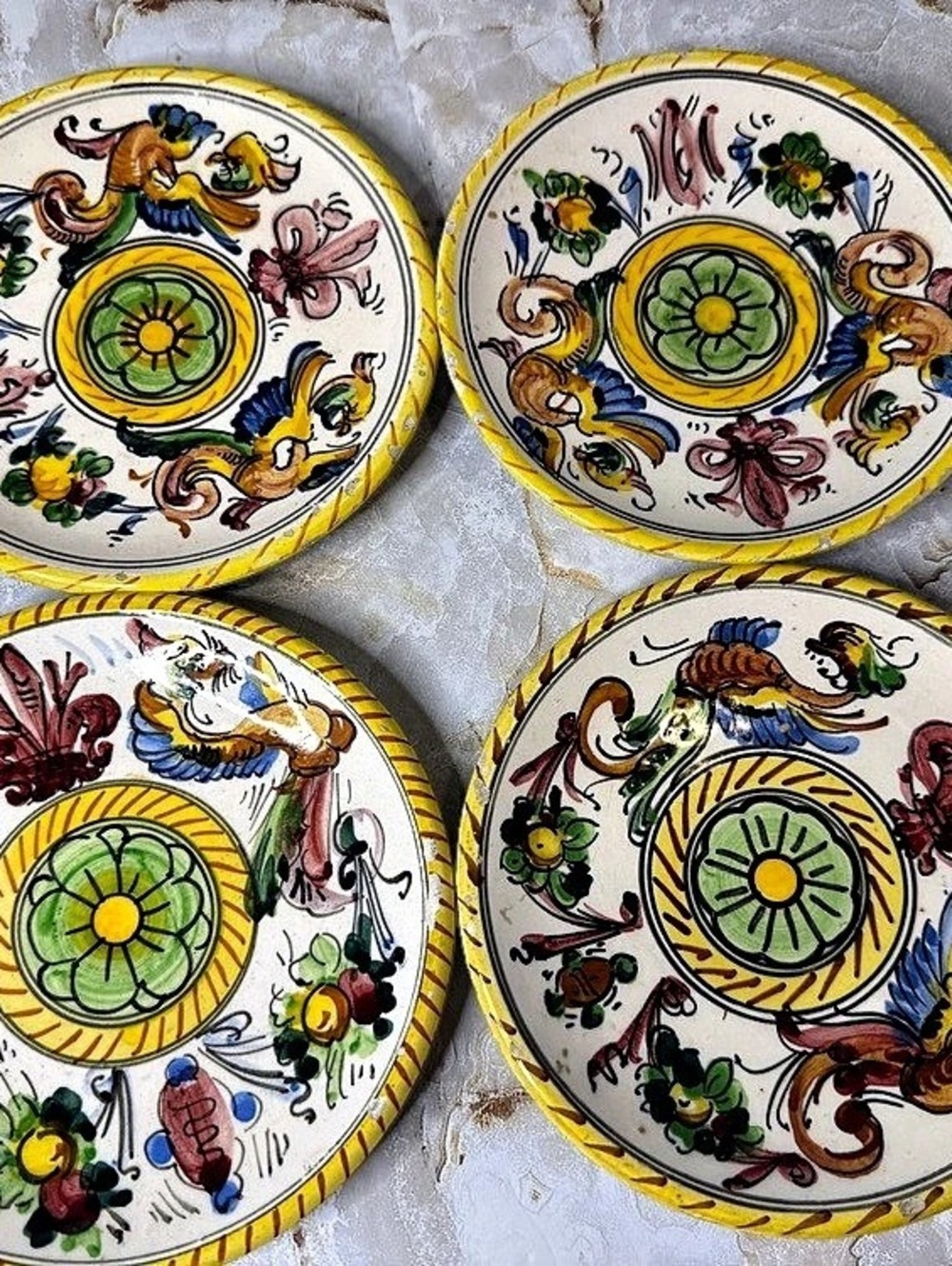 Set of 4 Hand Painted Italian Ceramic Dishes Made in Italy